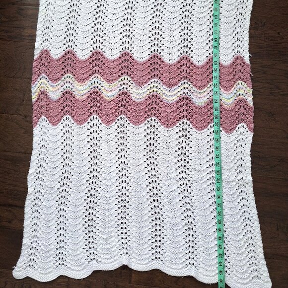 Handmade White and Pink Lap Blanket - Picture 3 of 5